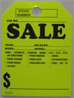 Mirror Hang Tags - Fluorescent Yellow -  Sale With Options