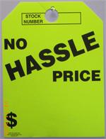 Mirror Hang Tags - Fluorescent -  Yellow  - No Hassle Price
