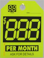 Mirror Hang Tags -  Yellow - Per Month Digi Tag